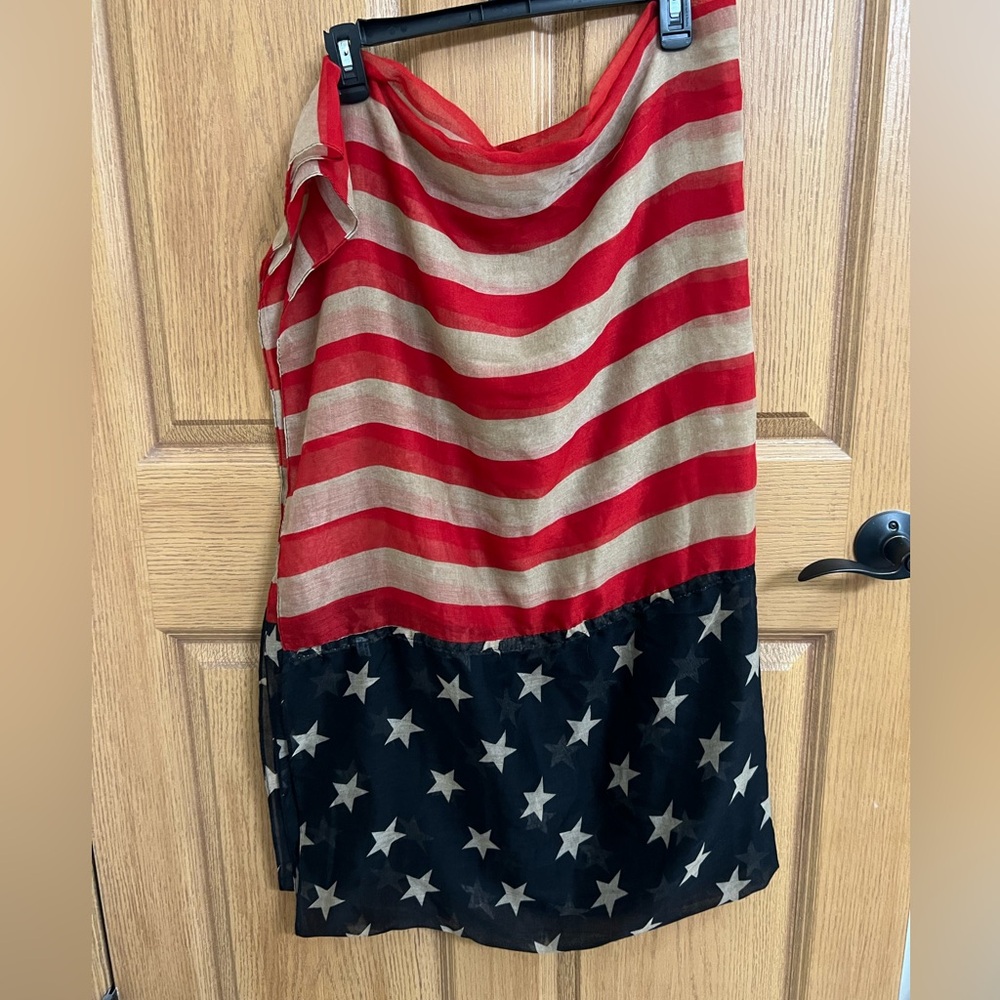 American Flag Sheer Scarf/Wrap 
Red, White And Blue OSFA